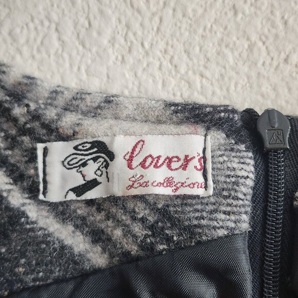 Vintage Lovers Dress Womens Medium Plaid Wool Sleeveless Mod 60s Pockets - Picture 4 of 9